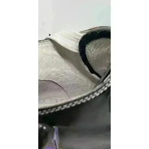 Black Leather Hi Top Sneakers Iridescent Eyelet & Heel D:fuse Scandinavia RARE - Picture 12 of 16